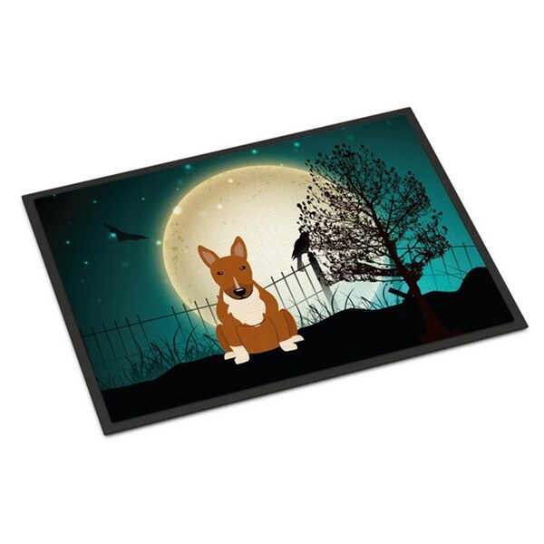 Carolines Treasures Halloween Scary Bull Terrier Red Indoor or Outdoor Mat, 24 x 0.25 x 36 in. BB2324JMAT - main